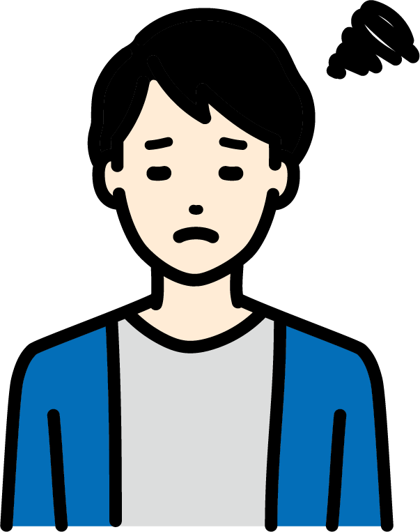 悩む男性のイラスト